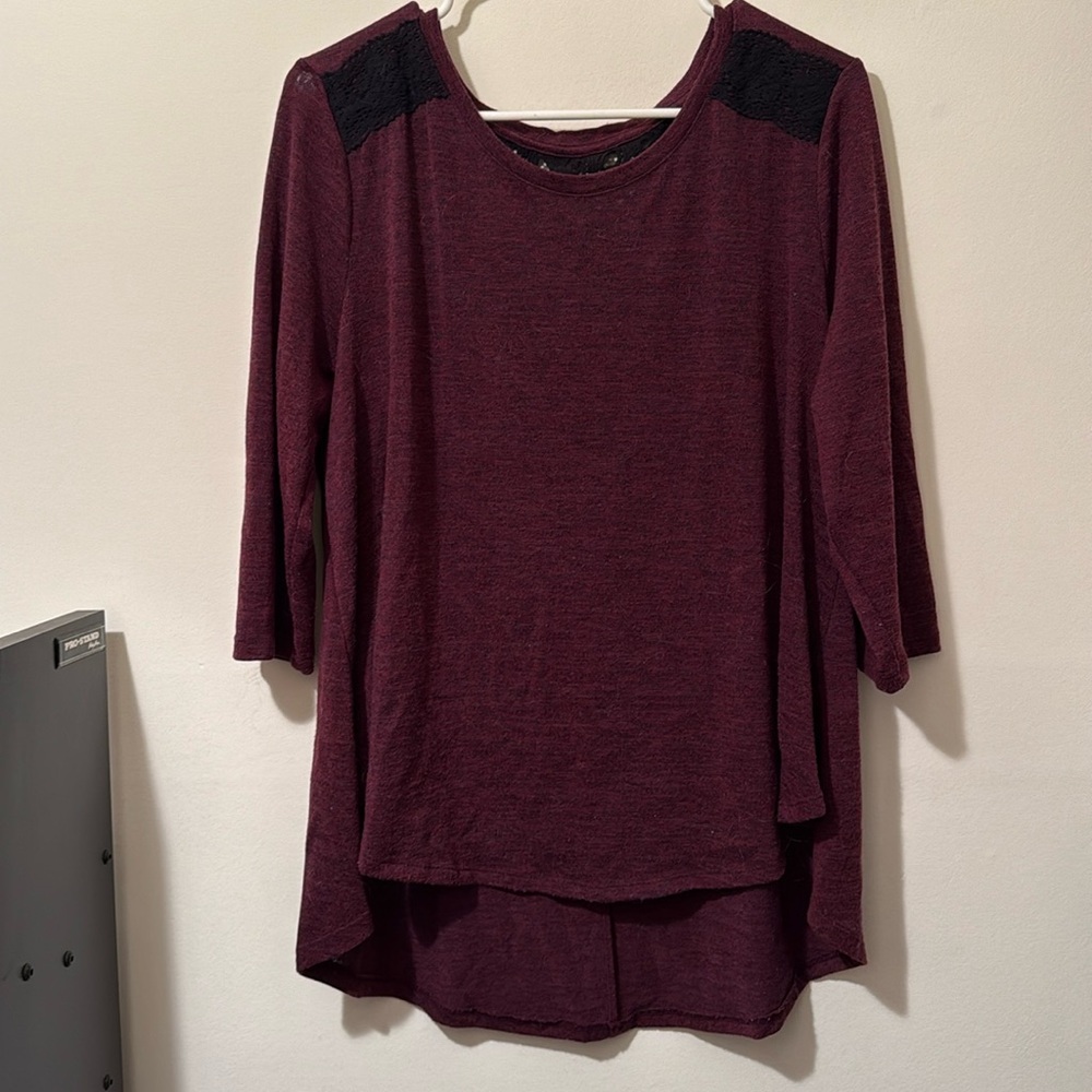 Style & Co Burgundy with black Lace Top size XL
